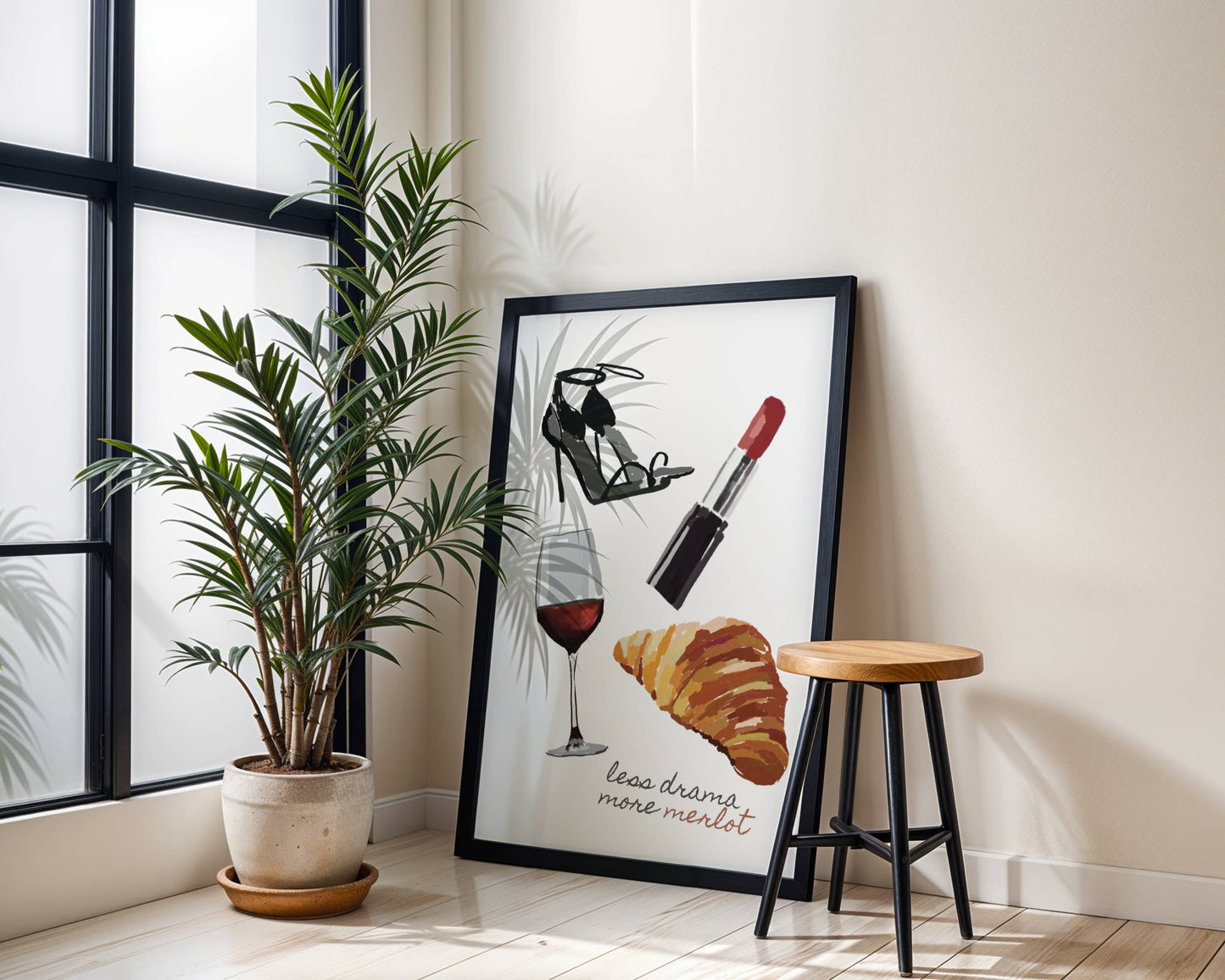 Chic "Less Drama More Merlot" Wall Art - Digital product