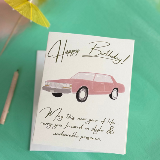 Pink Convertible - Greeting Card