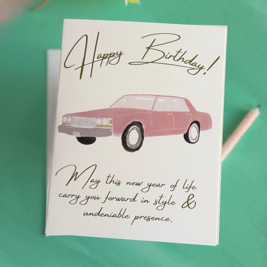 Pink Convertible - Greeting Card
