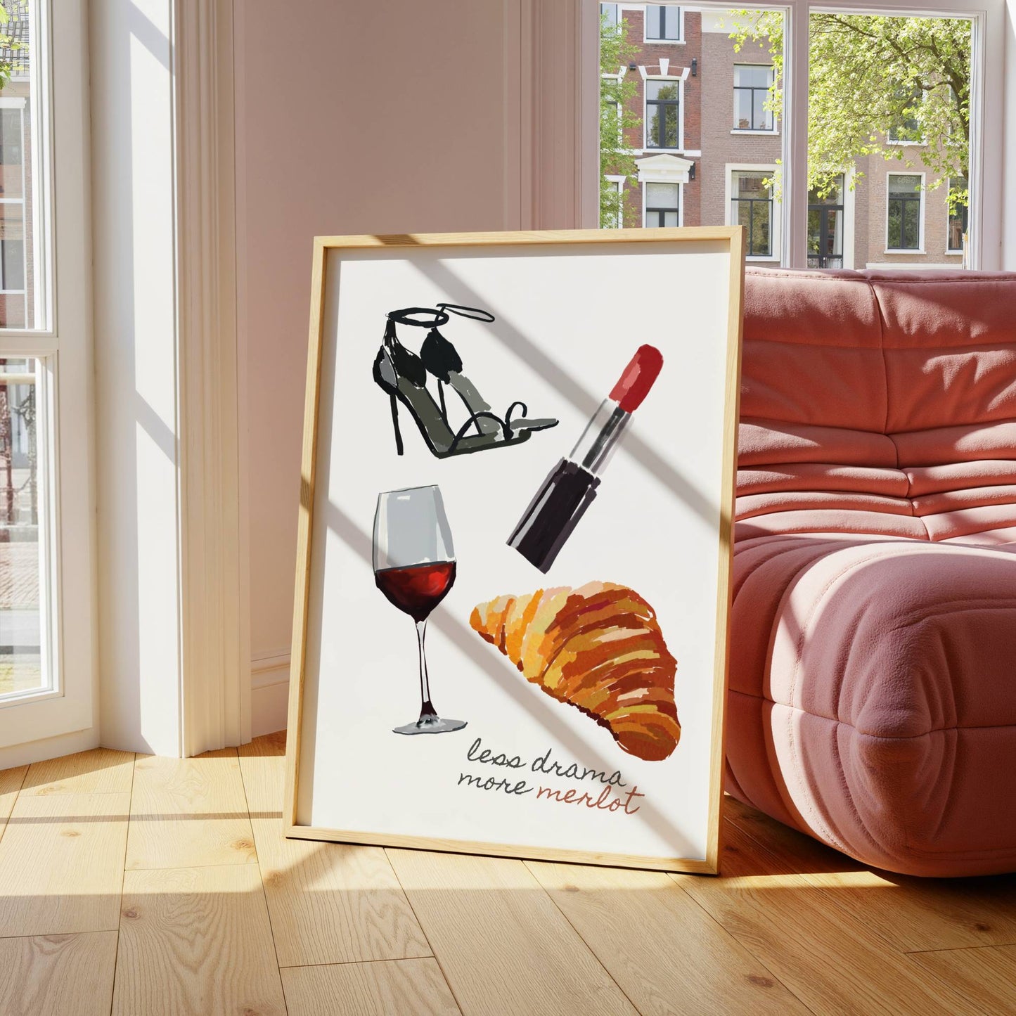 Chic "Less Drama More Merlot" Wall Art - Digital product