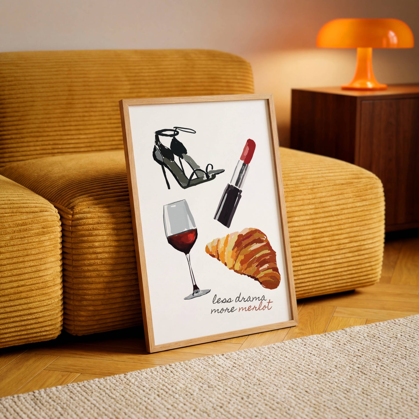 Chic "Less Drama More Merlot" Wall Art - Digital product
